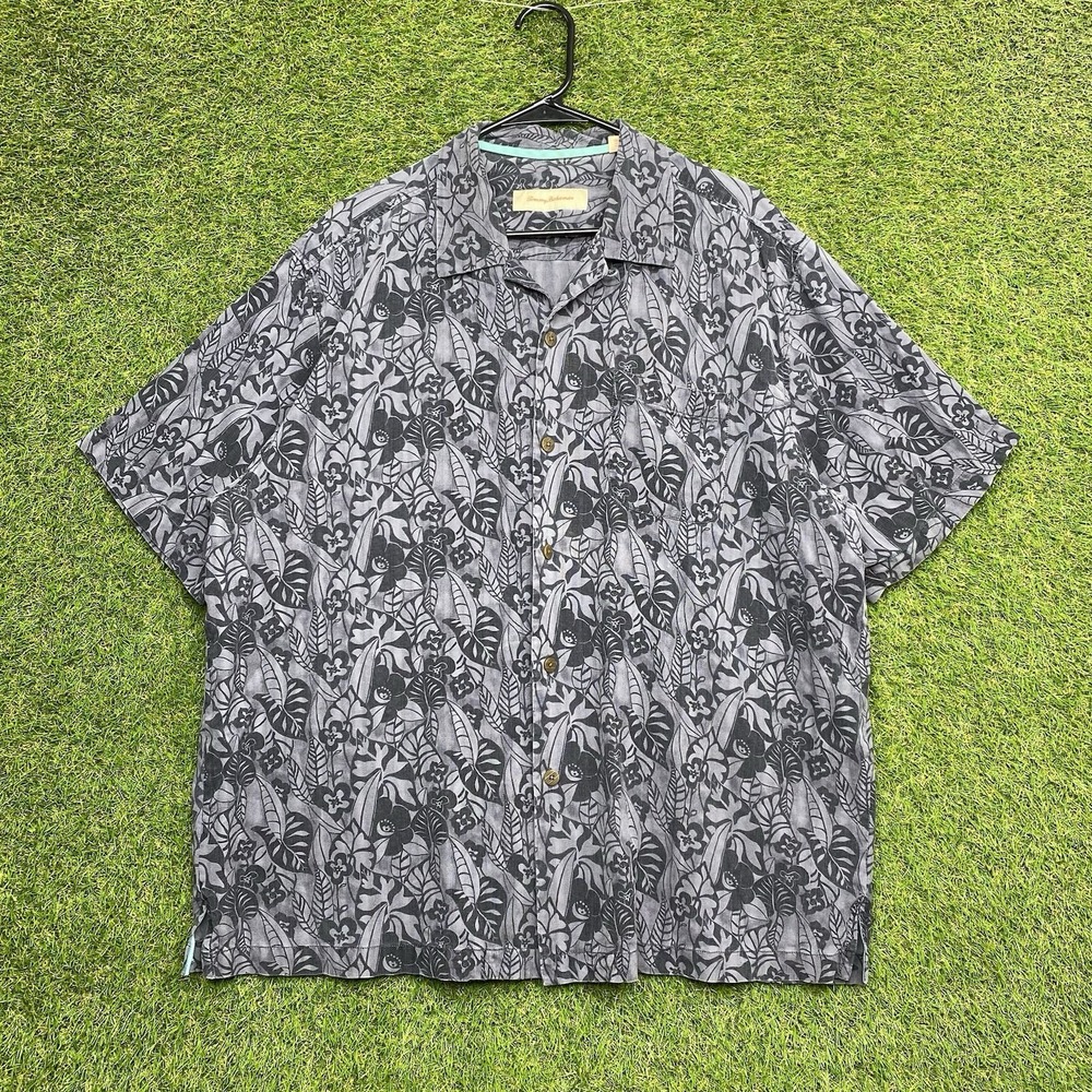 Tommy Bahama Silk Hawaiian Camp Shirt Mens Size XL Floral Short Sleeve Relax
